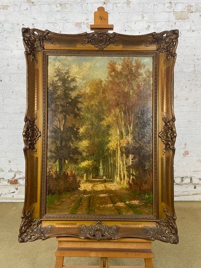 H. de Latour - Animated forest path
Oil on...