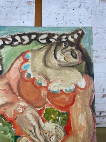 Marianne Dock - Woman with vegetables, 1974
Oil...
