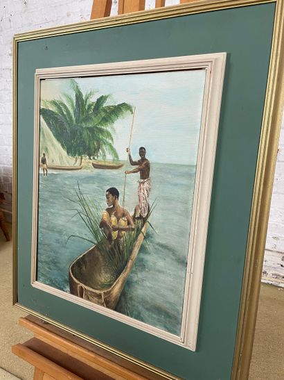 African scene in a pirogue
Oil on canvas...
