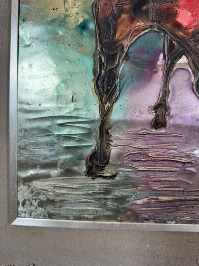 Horse
Mixed media on metal plate (bas-relief...