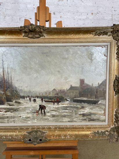 Frans van Damme (1859-1925) - Winter village...