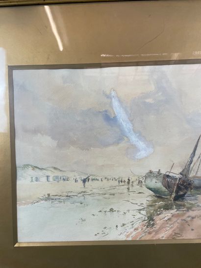 Edouard Elle (1859-1911) - Beached Boats
Watercolor...