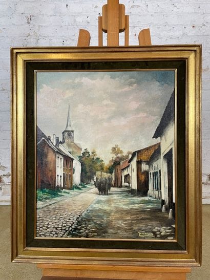 Moncousin - Lively village street
Oil on...