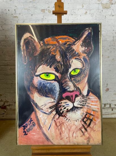 Marianne Dock - Portrait of a feline, 2000
Acrylic...