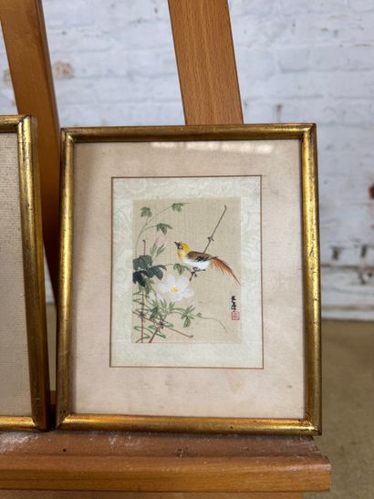 Set of 3 Japanese-style fabric prints - Birds...