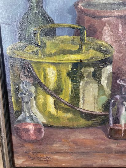 P. Delvigne - Still life with hanging rabbit
Oil...
