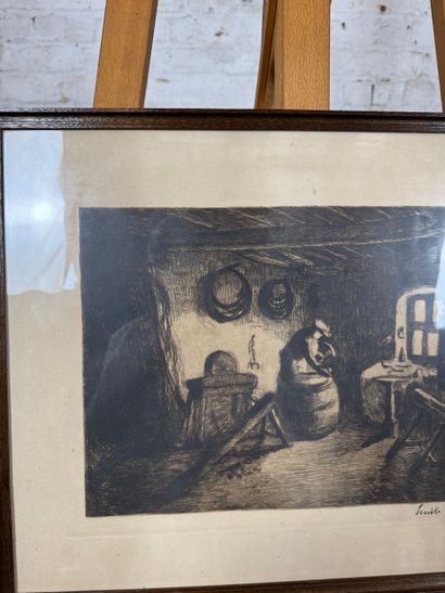 Emile Lecomte (1866-1938) - Interior scene
Engraving...