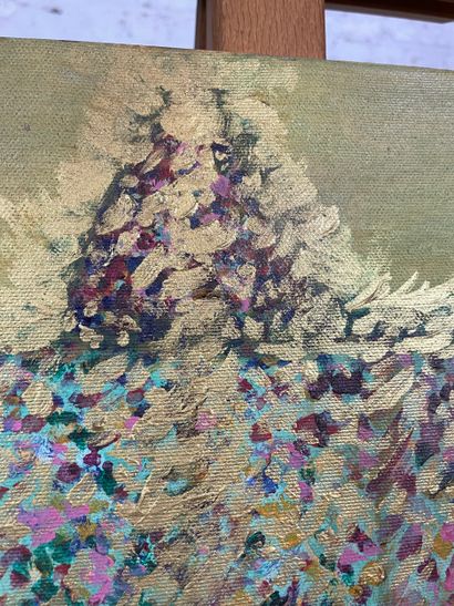 Woman with curved back 
Mixed media on canvas...