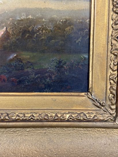 Mill and young girl in red - 19th century
Oil...