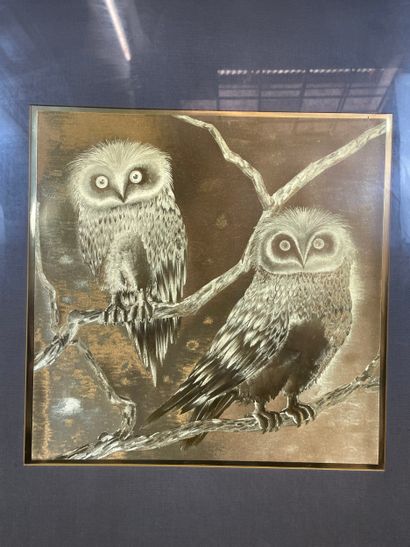 Owls on a branch
Decorative composition depicting...