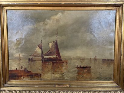 Seascape with sailboats late 19th/early 20th...