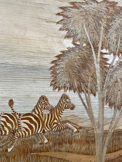 Travail artisanal - Animal savannah scene
Wood...