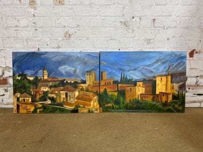 SUZ - Village landscape with mountains (diptych)
Oil...