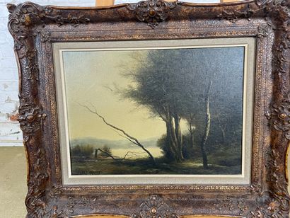 H. Deschamps (circa 1880-1920) - Lakescape
Oil...
