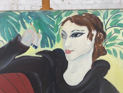Marianne Dock - Woman with chalice on sofa,...