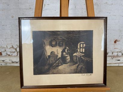 Emile Lecomte (1866-1938) - Interior scene
Engraving...