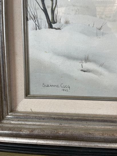 Suzanne Cocq (1894-1979) - Snowy winter landscape,...
