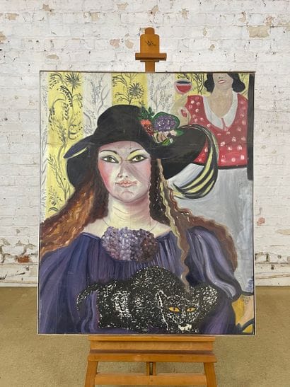 Marianne Dock - Woman with hat and black...