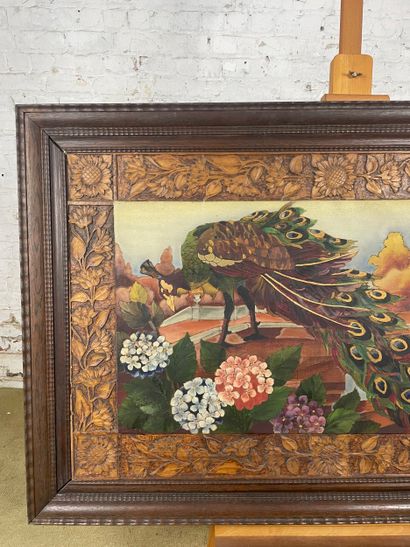 20th century school - Peacock in a garden
Oil...