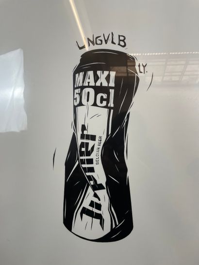 Jupiler Maxi 50 cl can 
Lithograph depicting...