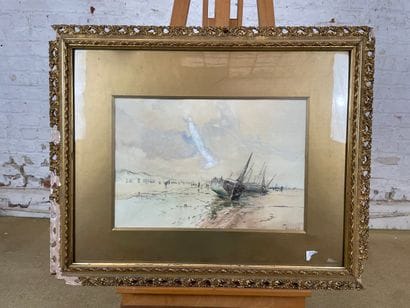 Edouard Elle (1859-1911) - Beached Boats
Watercolor...