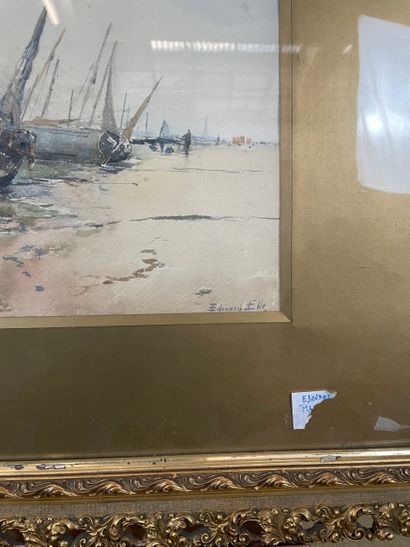 Edouard Elle (1859-1911) - Beached Boats
Watercolor...
