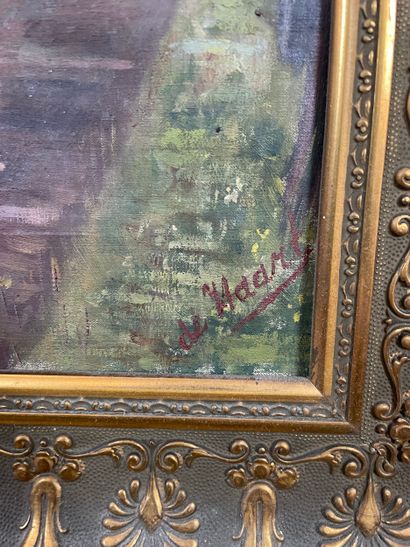 De Haart (XXth) - Tree-lined avenue
Oil on...