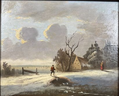 Winter landscape with bridge
Oil on panel...