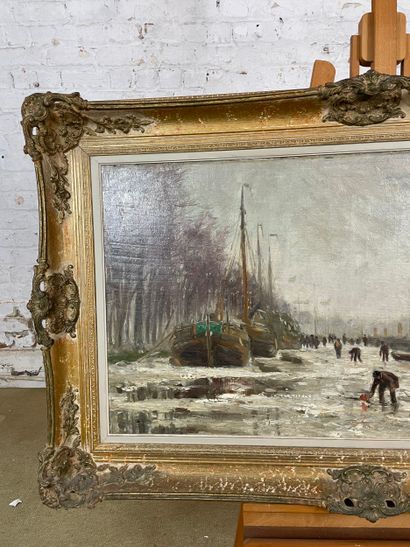 Frans van Damme (1859-1925) - Winter village...
