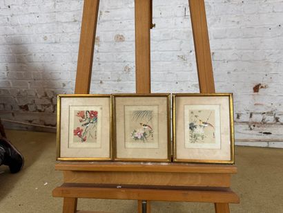 Set of 3 Japanese-style fabric prints - Birds...