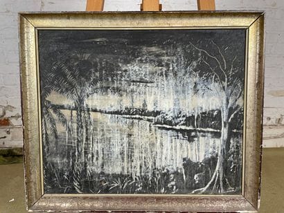 Tropical landscape at the water's edge
Oil...