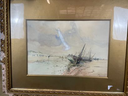 Edouard Elle (1859-1911) - Beached Boats
Watercolor...