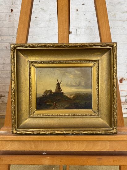 Mill and young girl in red - 19th century
Oil...