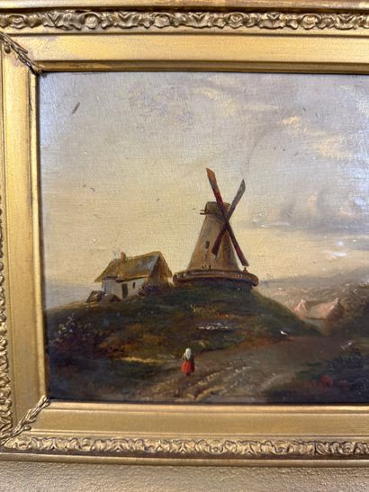 Mill and young girl in red - 19th century
Oil...