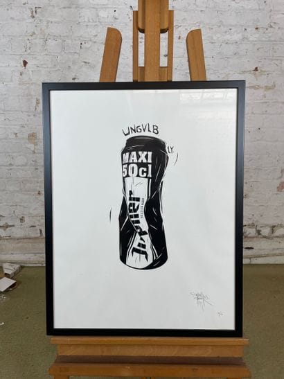 Jupiler Maxi 50 cl can 
Lithograph depicting...