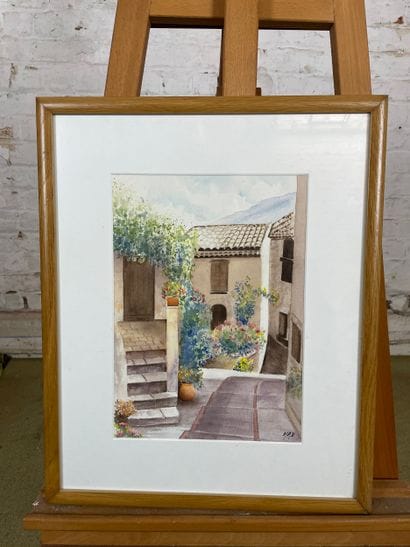 Michel Adam - Courtyard in bloom
Watercolor...