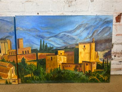 SUZ - Village landscape with mountains (diptych)
Oil...