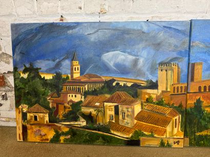 SUZ - Village landscape with mountains (diptych)
Oil...