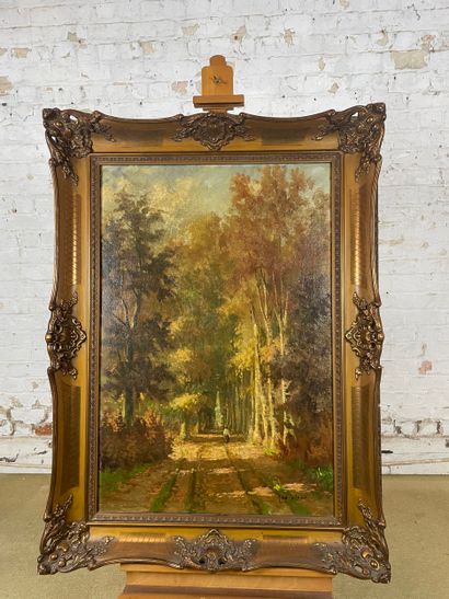 H. de Latour - Animated forest path
Oil on...