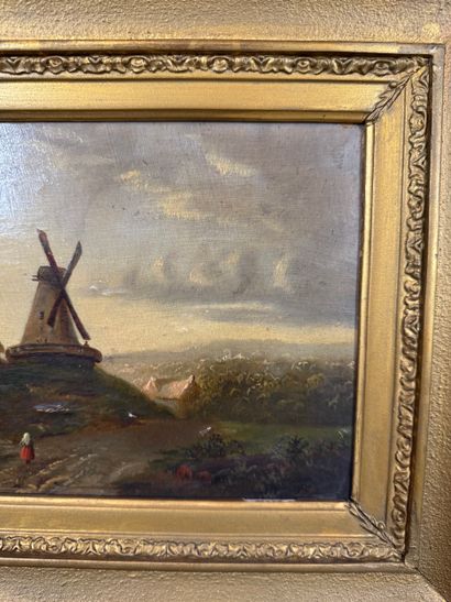 Mill and young girl in red - 19th century
Oil...