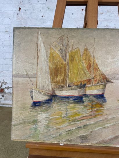 20th century school - Harbour scene
Oil on...