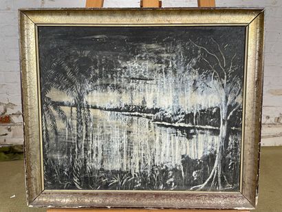 Tropical landscape at the water's edge
Oil...