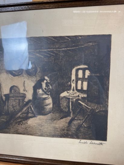 Emile Lecomte (1866-1938) - Interior scene
Engraving...