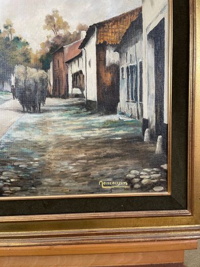 Moncousin - Lively village street
Oil on...