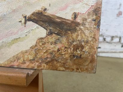 20th century school - Harbour scene
Oil on...