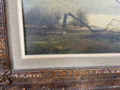 H. Deschamps (circa 1880-1920) - Lakescape
Oil...