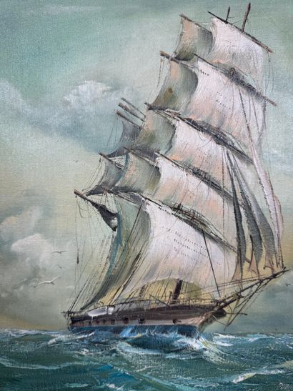 Bruno - Sailboat at sea
Oil on canvas depicting...