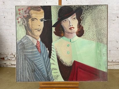 Marianne Dock - Woman with hat and man
Oil...