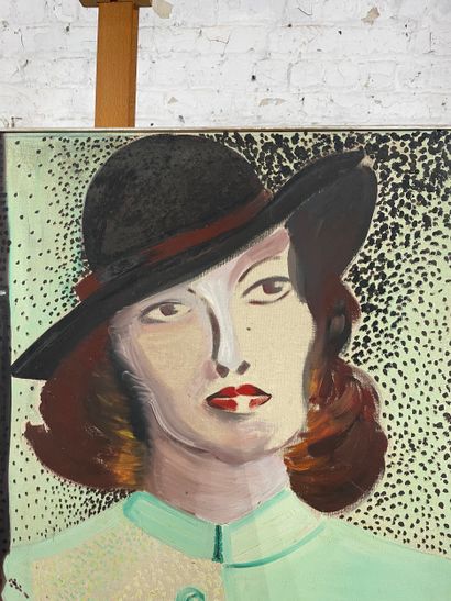 Marianne Dock - Woman with hat and man
Oil...