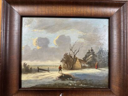 Winter landscape with bridge
Oil on panel...